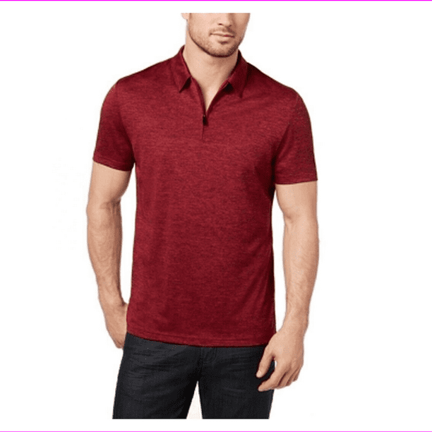 Alfani Plum Mens Polo Short-Sleeve 1/2 Zip Shirt Purple XL 